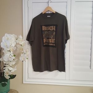 Vintage Male T-Shirt XL Kaki Green Beach Fest